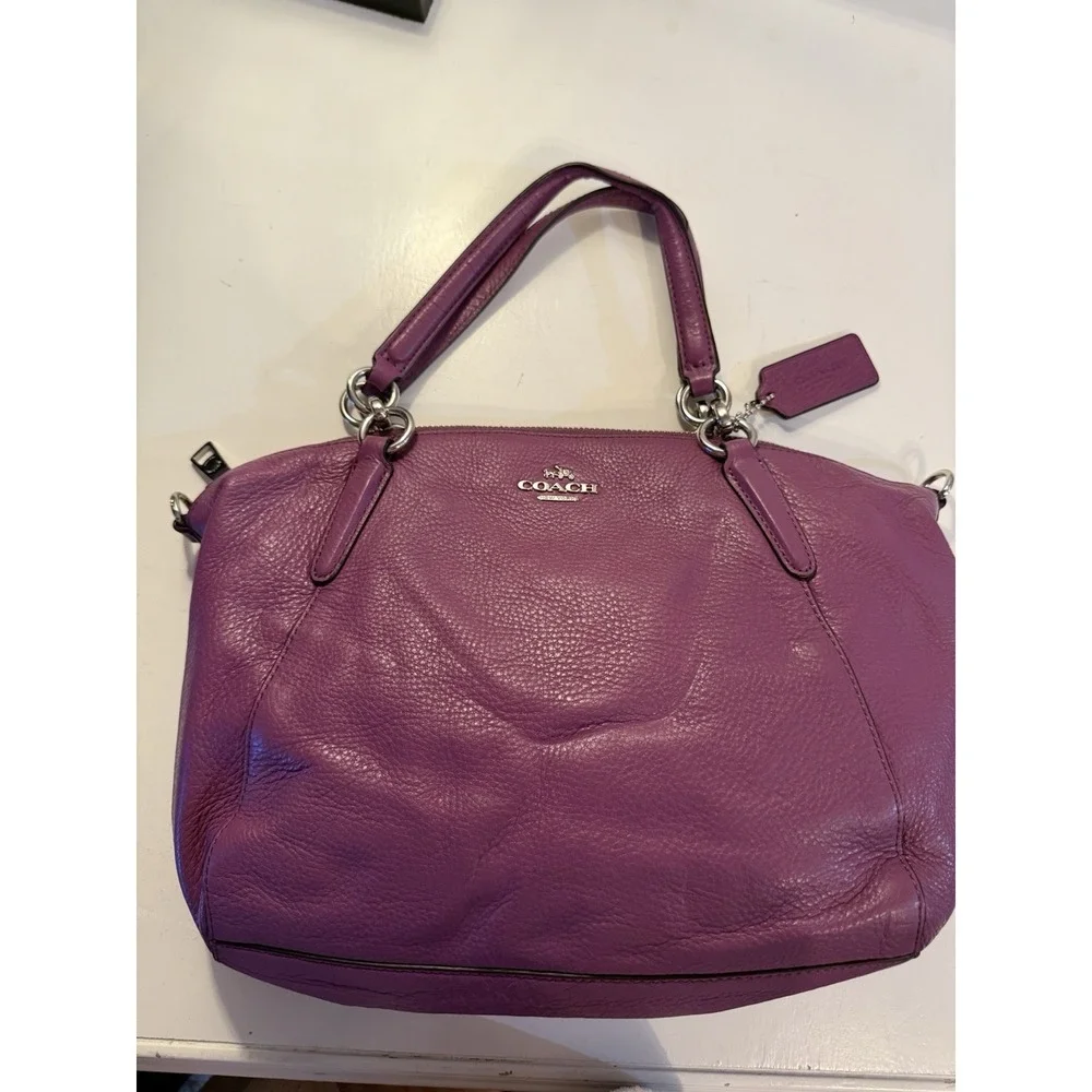 COACH Kelsey Purple  Crossbody Satchel Luxury‎ Designer Pebbled Leather 38675